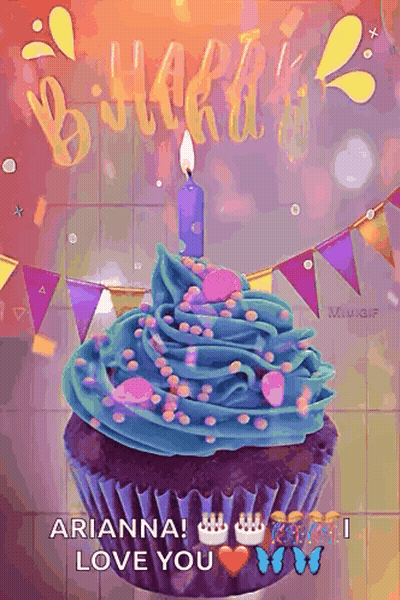 Birthday Cake With Balloons And Candles GIF
