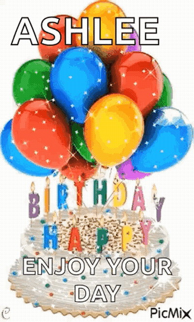 Birthday Cake With Balloons And Candles GIF