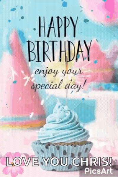 Birthday Cake With Balloons And Confetti Saying Enjoy Your Day TMB Happy Birthday GIF