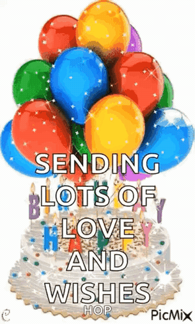 Birthday Cake With Balloons GIF