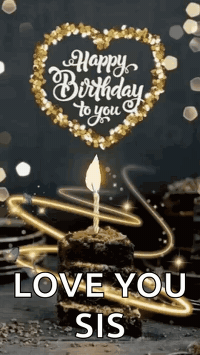 Birthday Cake With Candle And Love You Sis GIF