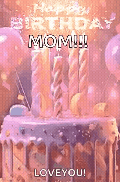 Birthday Cake With Candles And Balloons GIF