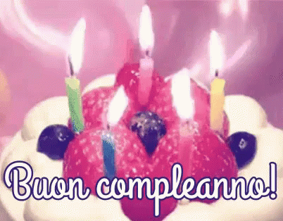 Birthday Cake With Candles And Buon Compleanno GIF