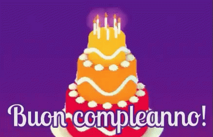 Birthday Cake With Candles And Buon Compleanno GIF