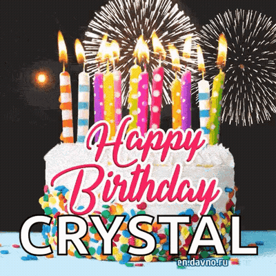 Birthday Cake With Candles And Fireworks Crystal GIF