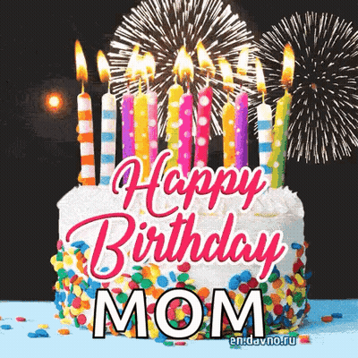 Birthday Cake With Candles And Fireworks GIF
