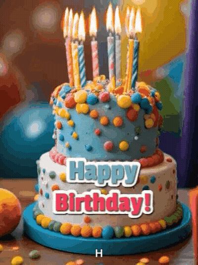Birthday Cake With Candles And Happy Birthday GIF