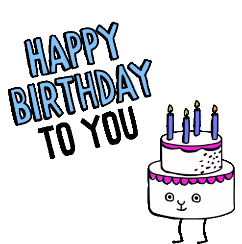 Birthday Cake With Candles And Happy Birthday Sticker