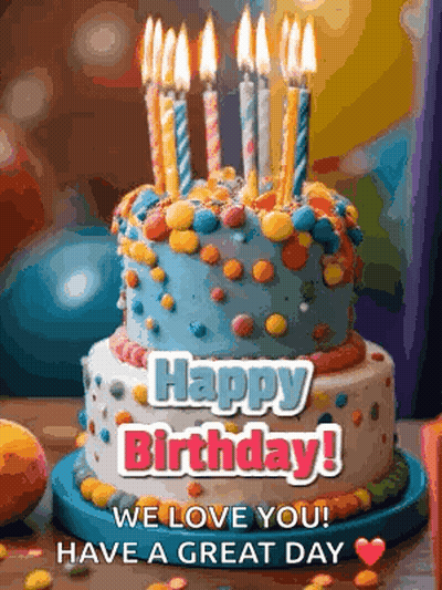 Birthday Cake With Candles And Happy Birthday GIF