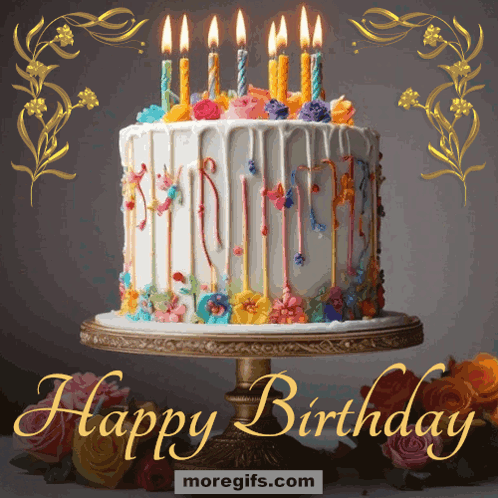 Birthday Cake With Candles And Happy Birthday GIF