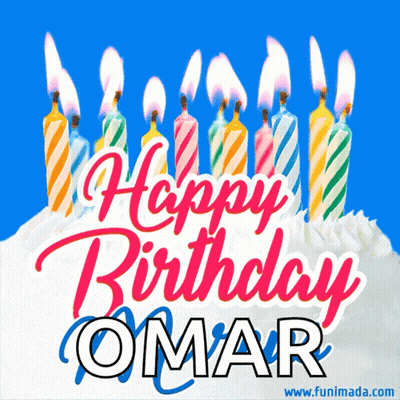 Birthday Cake With Candles And Name Omar GIF