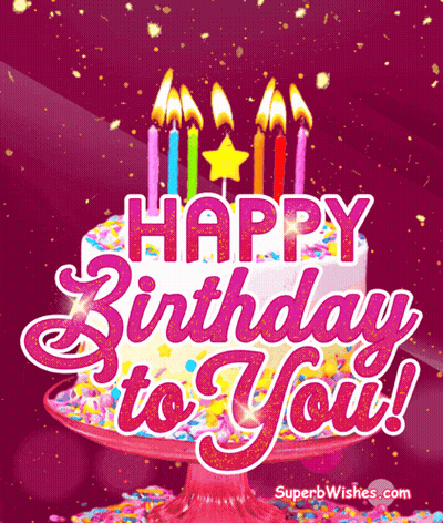 Birthday Cake With Candles And Sprinkles Saying Happy Birthday To You GIF