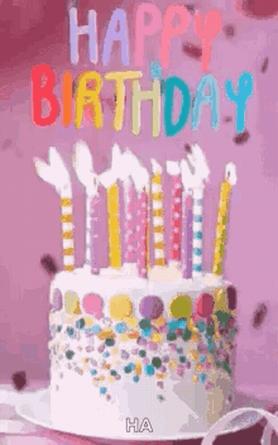 Birthday Cake With Candles And Sprinkles GIF