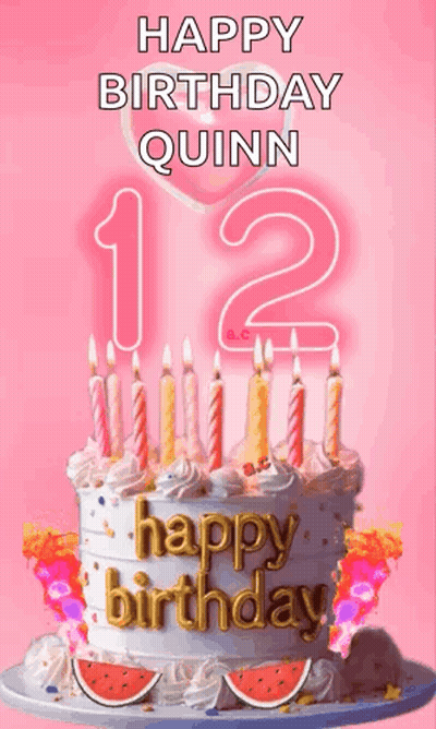 Birthday Cake With Candles And Watermelon Slices GIF