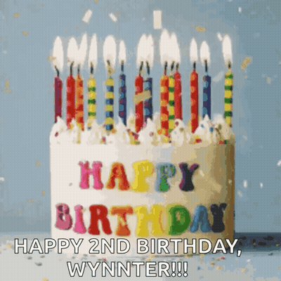 Birthday Cake With Candles Happy 2Nd Birthday Wynnter GIF