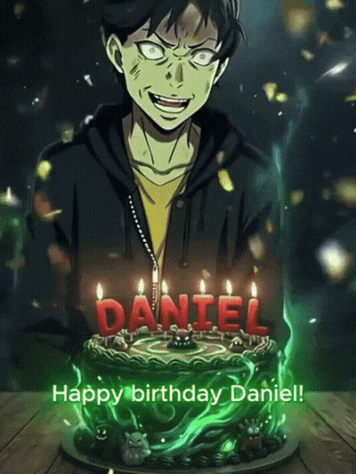Birthday Cake With Candles Saying Daniel GIF