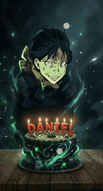 Birthday Cake With Candles Saying Daniel GIF