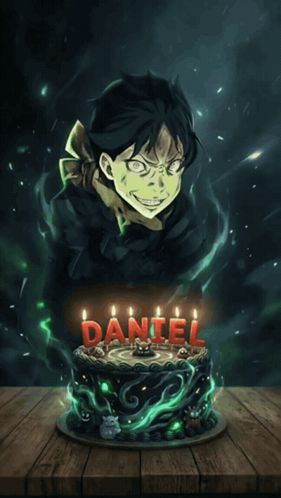 Birthday Cake With Candles Saying Daniel GIF