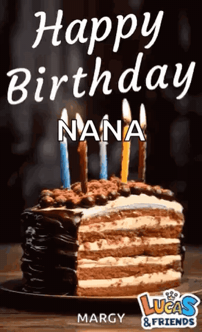 Birthday Cake With Candles Saying Happy Birthday Nana GIF