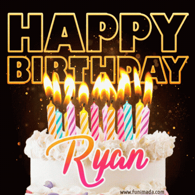 Birthday Cake With Candles Saying Happy Birthday Ryan
