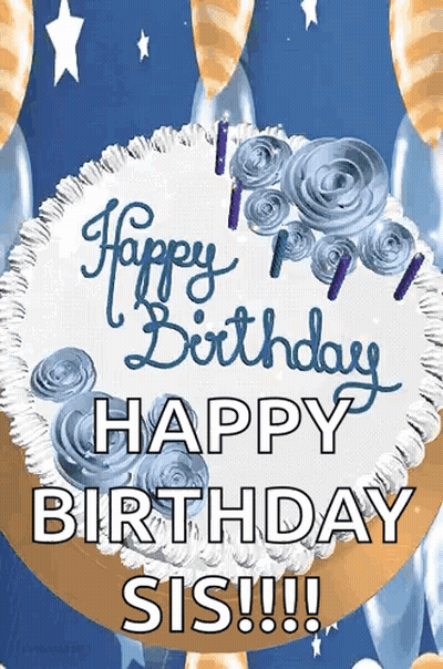 Birthday Cake With Candles Saying Happy Birthday Sis GIF
