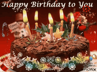 Birthday Cake With Candles Saying Happy Birthday To You GIF