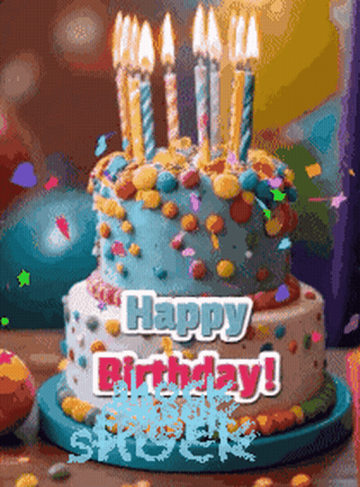 Birthday Cake With Candles Saying Happy Birthday GIF