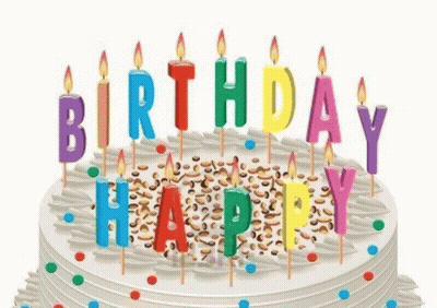 Birthday Cake With Colorful Candles Saying Birthday Happy GIF