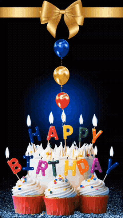 Birthday Cake With Colorful Candles Saying Happy Birthday GIF