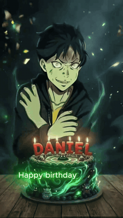 Birthday Cake With Daniel In Red Candles GIF