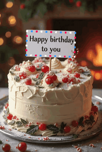 Birthday Cake With Happy Birthday Sign GIF