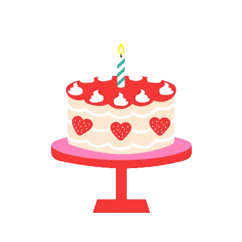 Birthday Cake With Hearts And Candle Sticker