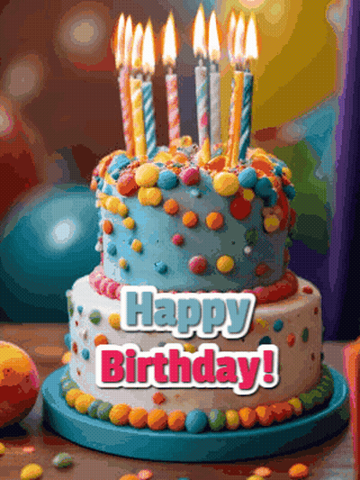 Birthday Cake With Lit Candles GIF