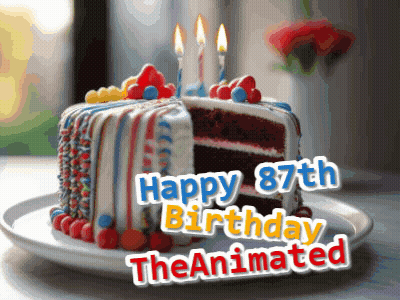 Birthday Cake With Slice Taken Out GIF