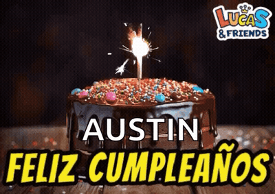 Birthday Cake With Sparkler And Name Austin GIF
