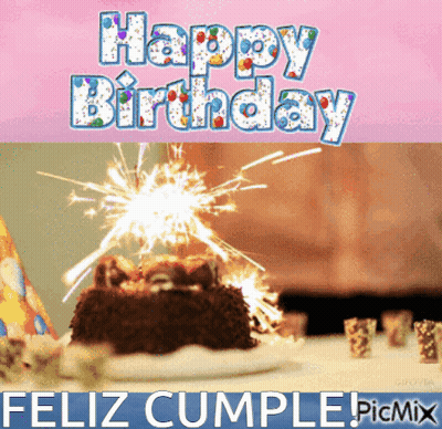 Birthday Cake With Sparklers Saying Happy Birthday GIF