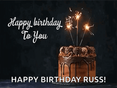 Birthday Cake With Sparklers Saying Happy Birthday To You Happy Birthday Russ GIF