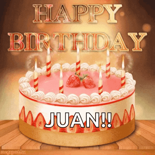 Birthday Cake With Strawberries And Candles GIF