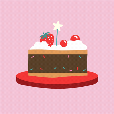 Birthday Cake With Strawberry And Cherry GIF
