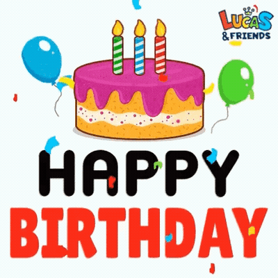 Birthday Cake With Three Candles Saying Happy Birthday GIF