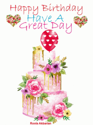 Birthday Card Cake Hearts Animated Greeting GIF