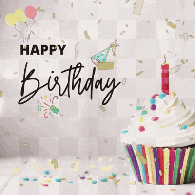 Birthday Card Cupcake Candle Happy Birthday GIF