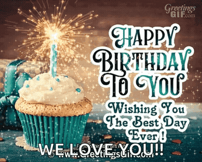 Birthday Card Cupcake Candle Happy Birthday To You GIF