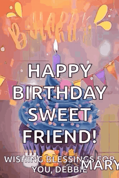 Birthday Card Cupcake Happy Birthday Sweet Friend GIF