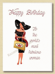 Birthday Card Fabulous Woman Glitters GIF