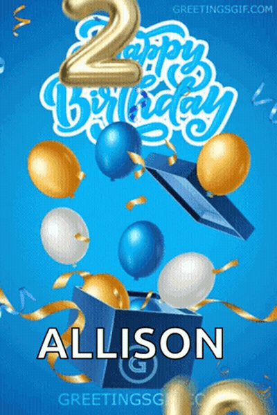 Birthday Card for Allison With Balloons and Gift Box