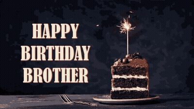 Birthday Card For Brother With Cake And Sparkler GIF
