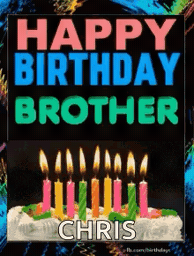 Birthday Card For Chris With Candles On Cake GIF