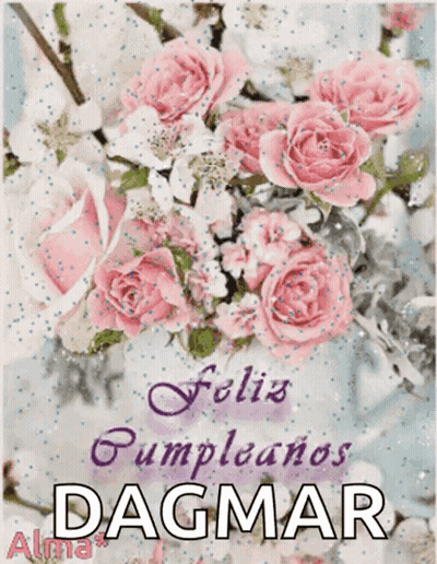 Birthday Card For Dagmar With Pink Roses GIF