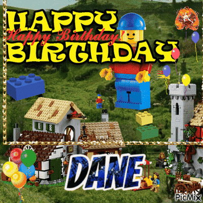 Birthday Card For Dane With Lego Man GIF